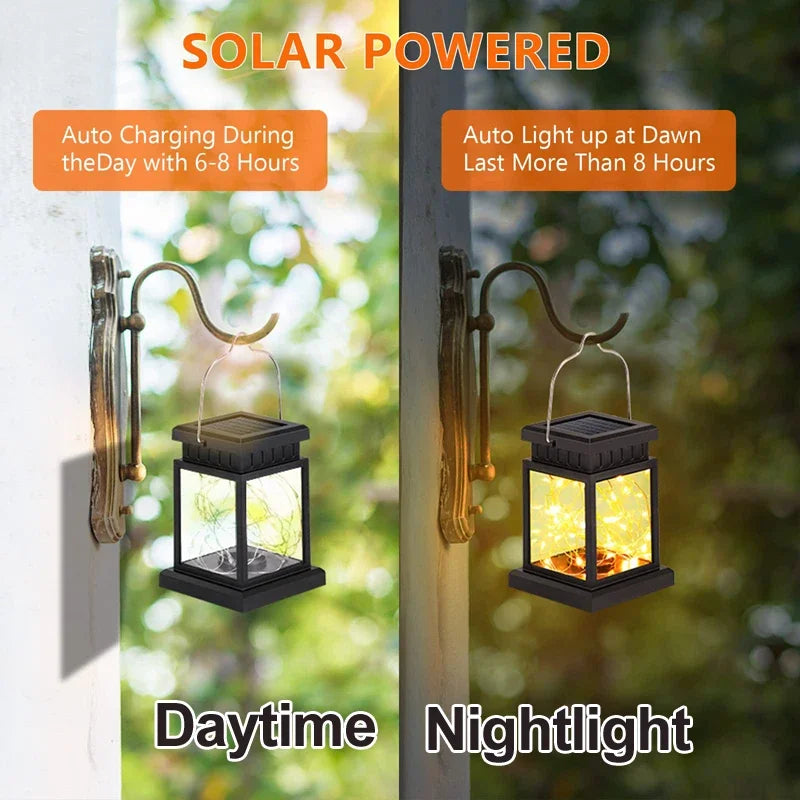 HOMEFISH Solar LED Outdoor Floor Lanterns Focus Panel Candle Lights Hanging Decor for Garden Balcony Terraza Birds Decoration