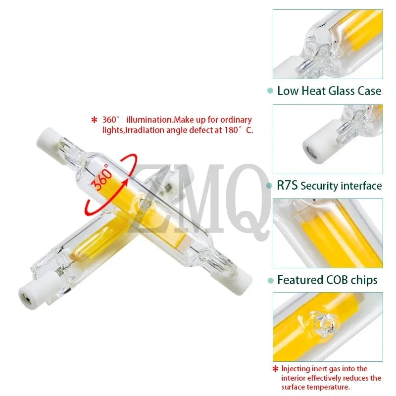 LED R7S High Powerful 78mm 15W 20W R7S Spotlight 118mm 30W 40W 220V COB Lamp Bulb Light Glass Tube Replace Halogen Lamp Light