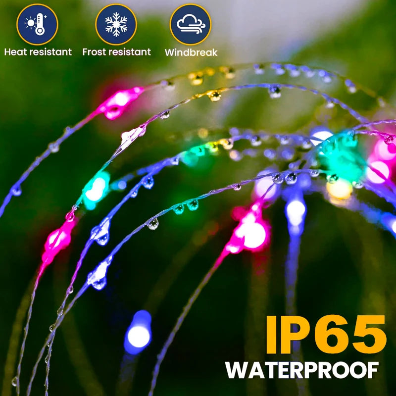 Outdoor LED Solar Patio Lights Waterproof Christmas Decor Firework Ground Socket Lights for Yard Garden Pathway Lawn Street 1PC