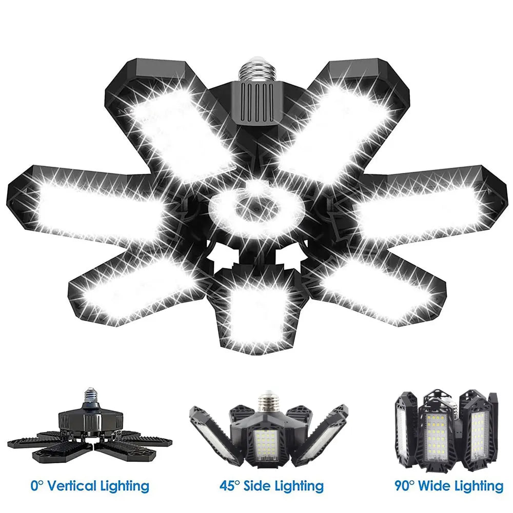 Deformable LED Bulb Garage Light with 3/5/8 Adjustable Panel LED Shop Night Lamp for Workshop Warehouse E26/E27 Ceiling Lighting