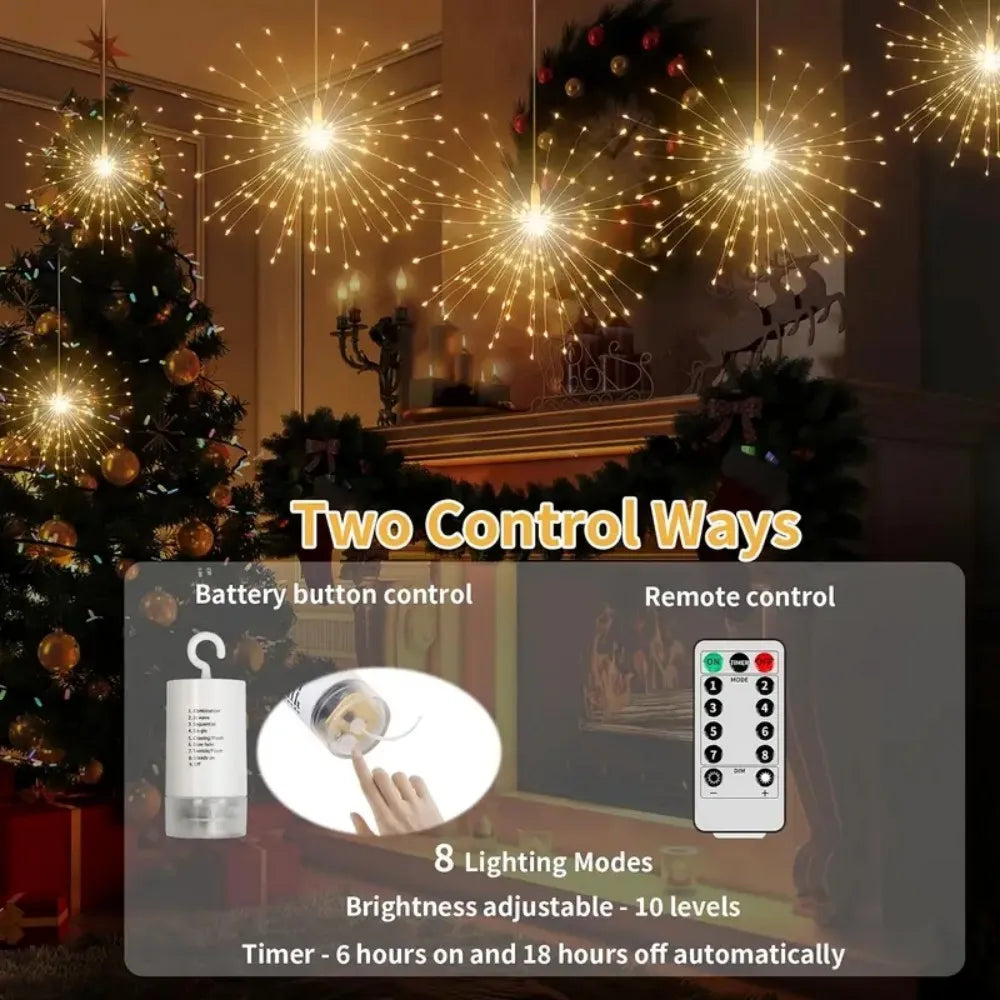 1PC LED Copper Wire Firework Lights,Battery Powered 8 Modes Fairy Light for Home,Party,Wedding,outdoor,Garden