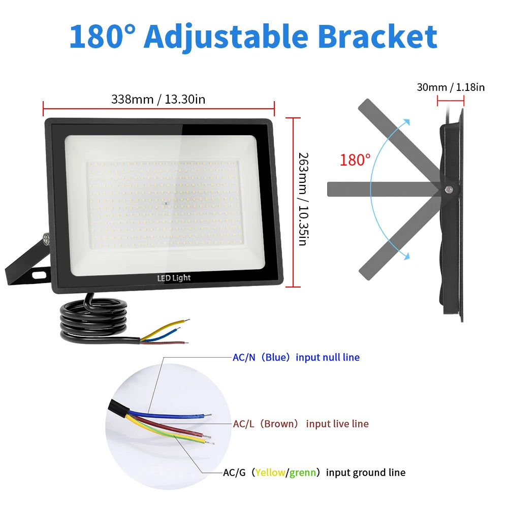LED Flood Light 30W 50W 100W 200W 300W LED Spotlight Outdoor IP67 Waterproof LED Projector Garden Square Street Light