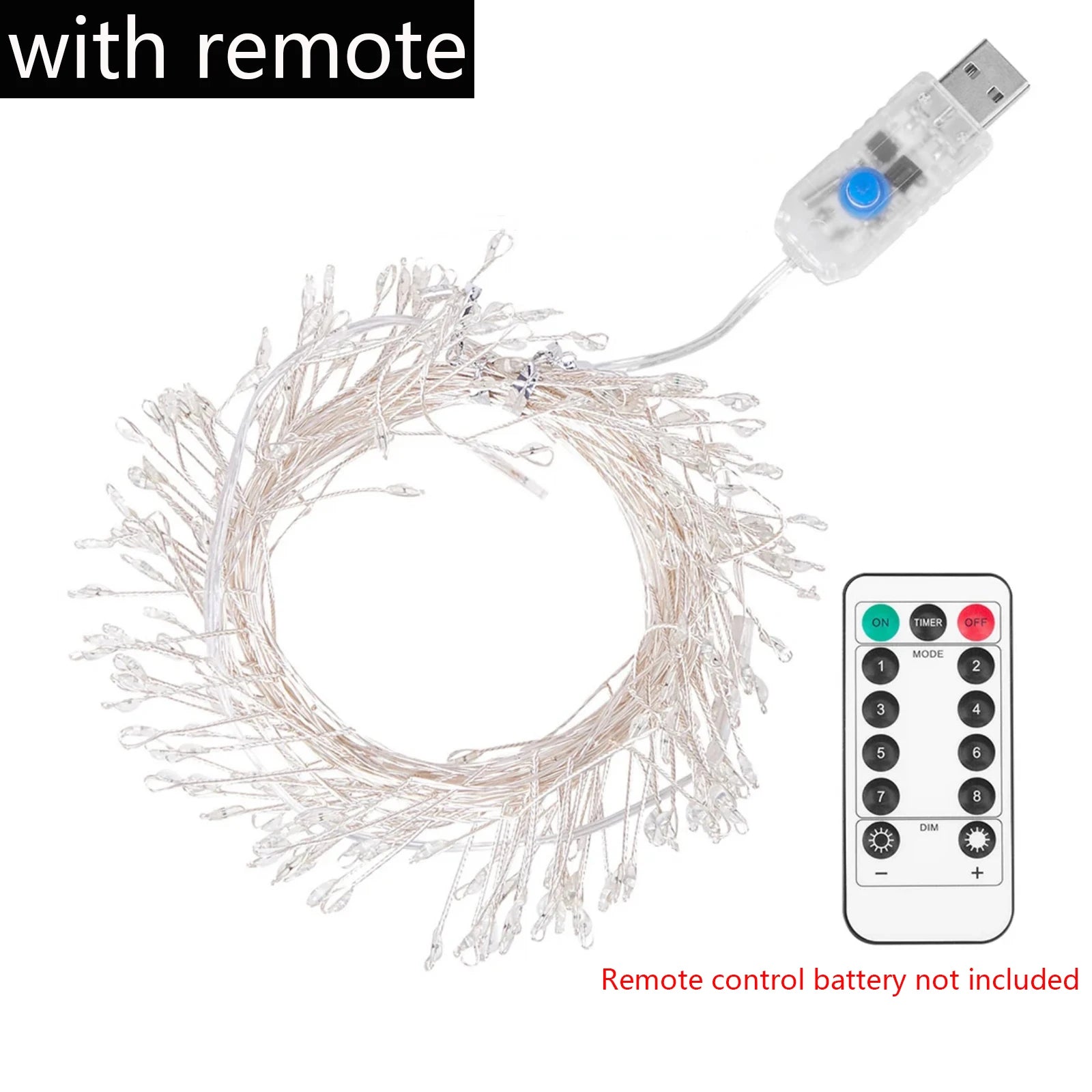 200 400 LEDs/M LED String Firecracker Lights 3AA Battery/USB EU US Plug Kit 3M 6M Remote Control Christmas Wedding Party Decor