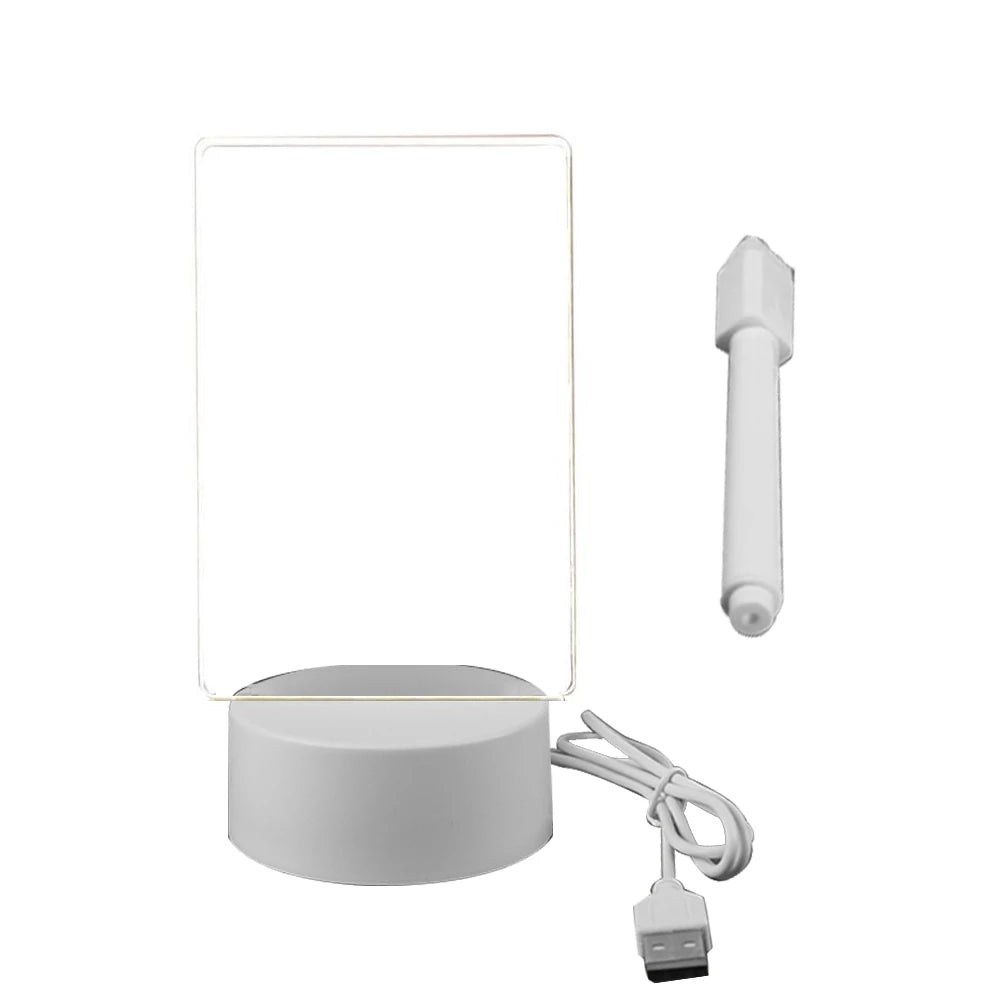 LED Night Lights Transparent Luminous USB Luminous Acrylic Night Light Erasable Write Message Board Calendar Desktop Ornaments