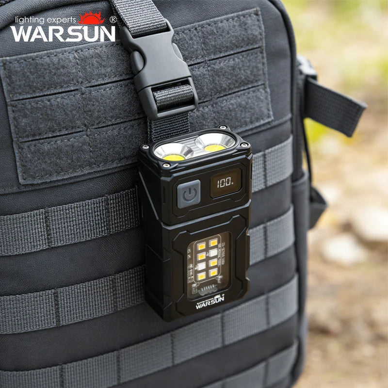 WARSUN DC08 Rechargeable LED Work Light, 800Lm, 90° Rotatable, Magnetic Base, IPX5 Waterproof, Portable Multi-function Lamp