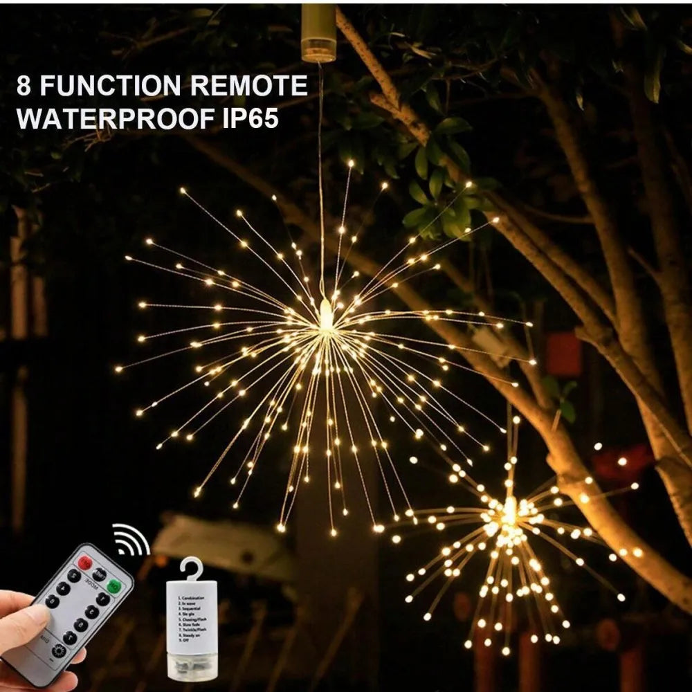 1PC LED Copper Wire Firework Lights,Battery Powered 8 Modes Fairy Light for Home,Party,Wedding,outdoor,Garden