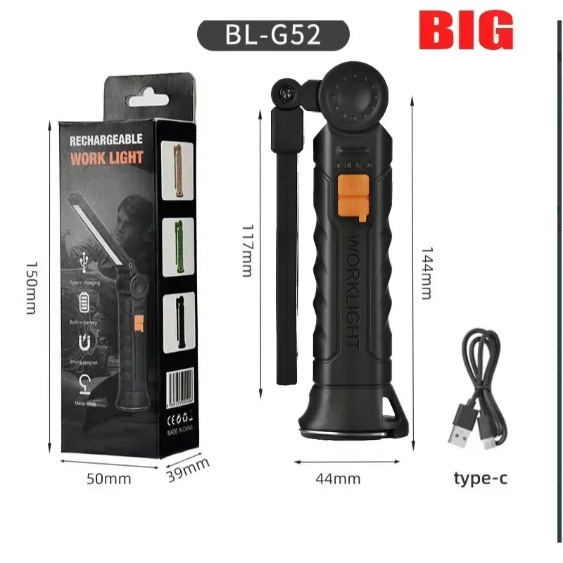 COB Portable LED Work Lights Cordless Magnetic LED Work Lamp Inspection Lights for Car Repair Home Garage Emergency Flashlight