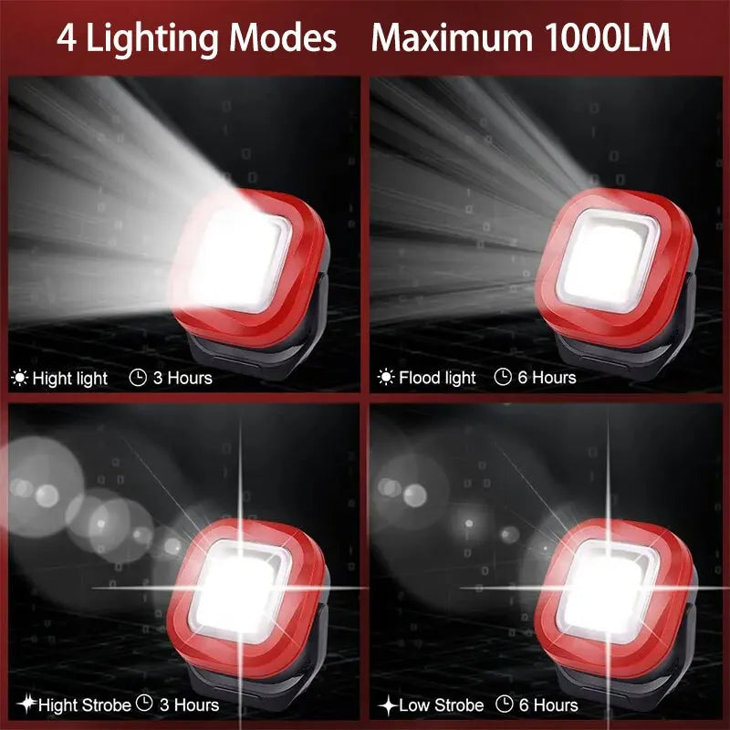 COB LED Emergency Work Light Portable Flashlight 4 Lighting Modes 2400mAh Rechargeable Outdoor Waterproof Tent Lamp With Magneti