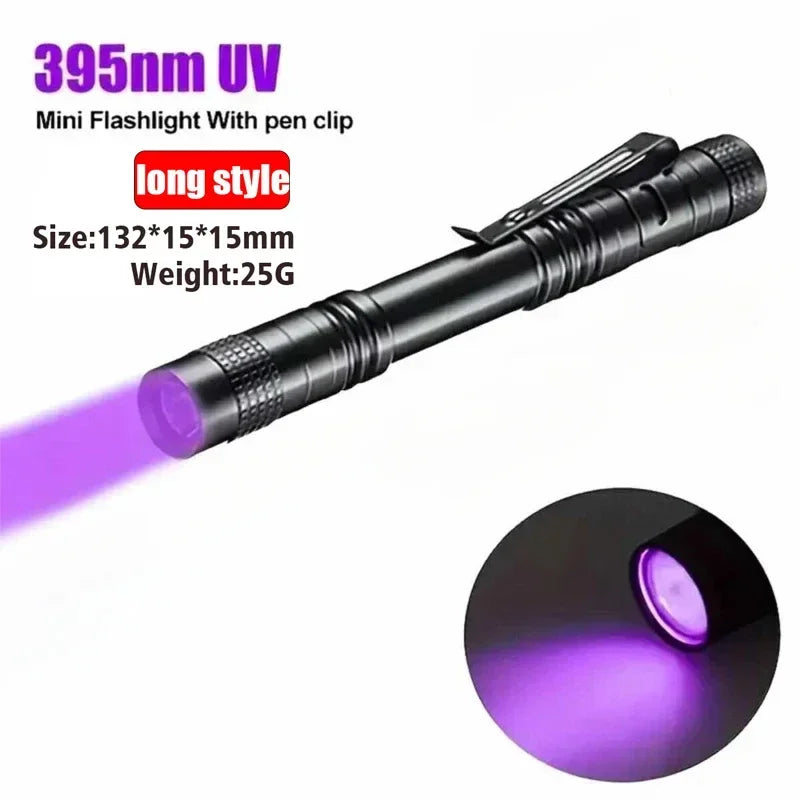 365/395nm UV Flashlight Ultraviolet Invisible Ink Marker Blacklight Pen Torch Pet Cat tinea urine Stains Scorpion Detection Lamp