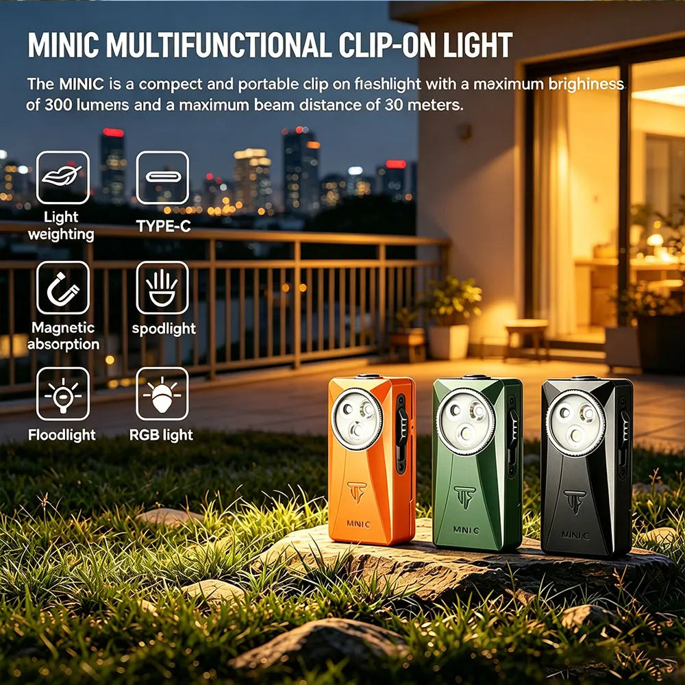 Trustfire MINIC 800 Lumens EDC Flashlight Clip-on Compact RGB LED SpotLight Rechargeable Magnetic LED Torch Outdoor Camping Hiking Everyday Carry