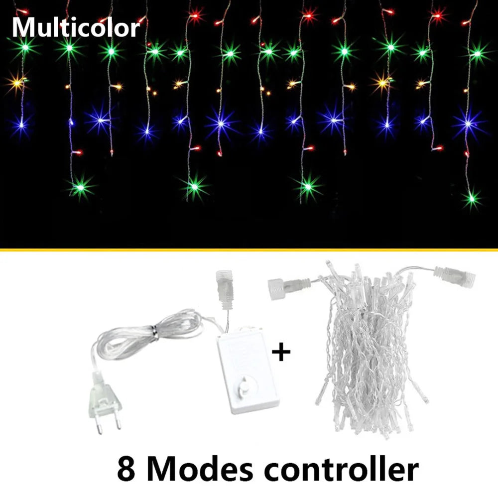 Icicle String Lights LED Fairy Lights Christmas Garland For New Year Party Wedding Garden Terrace Christmas Decoration Lamps