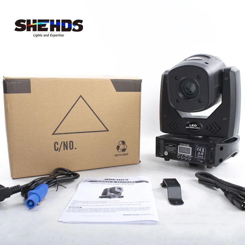SHEHDS LED Spot 80W With Threer-Prism Gobo Moving Head Light Party Dj Equipment Bar Light KTV Bar Stage Lighting Effect