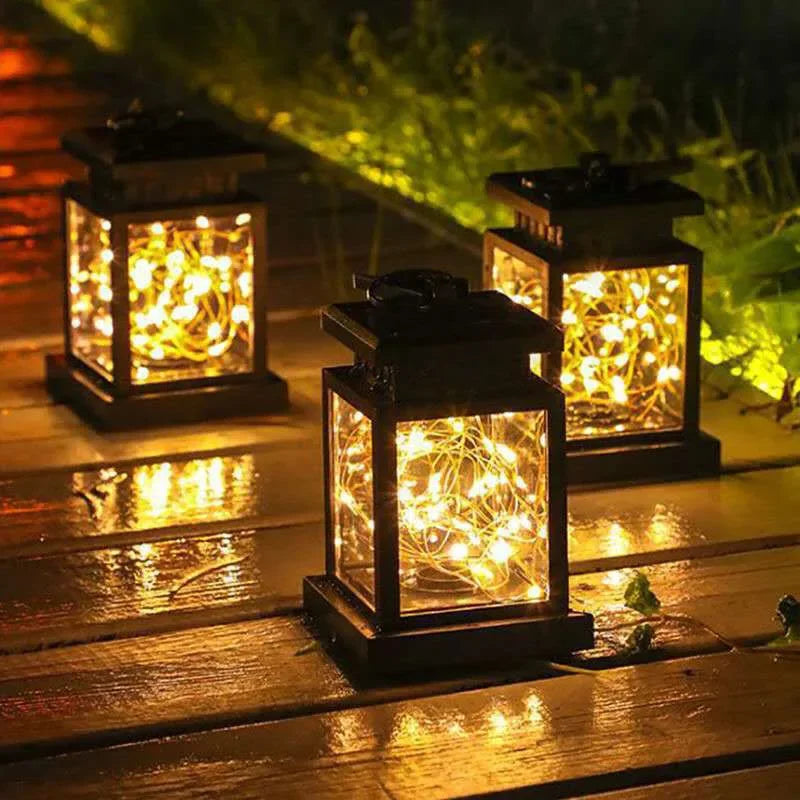 HOMEFISH Solar LED Outdoor Floor Lanterns Focus Panel Candle Lights Hanging Decor for Garden Balcony Terraza Birds Decoration