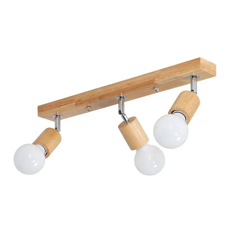 Wooden Spotlights Surface Mounted Household LED Rotating Ceiling Light Living Room Background Wall Lamp Track Lighting For Home