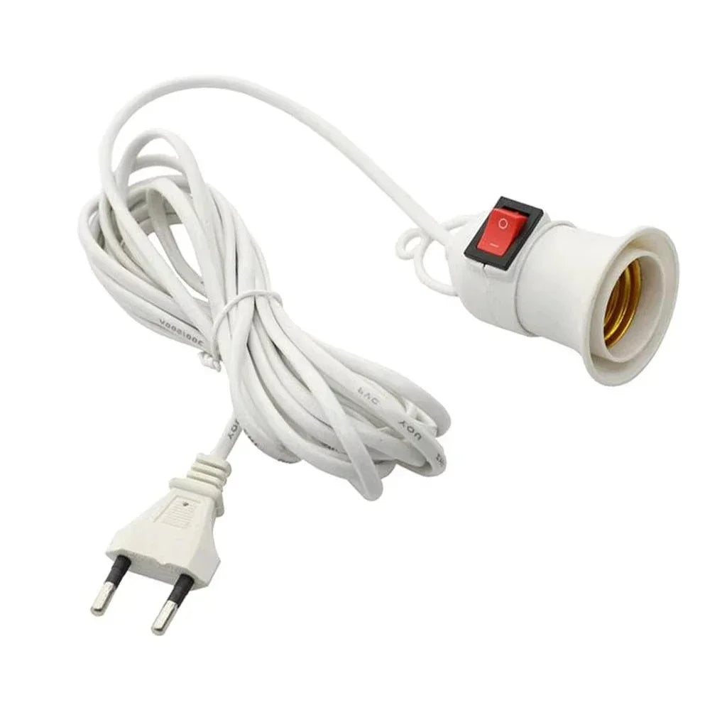 5/10m Lamp Bases Universal With Switch Led Bulb Socket Adapter E27 Screw Lamp Holder Accessories Tools Two Plugs Suspension