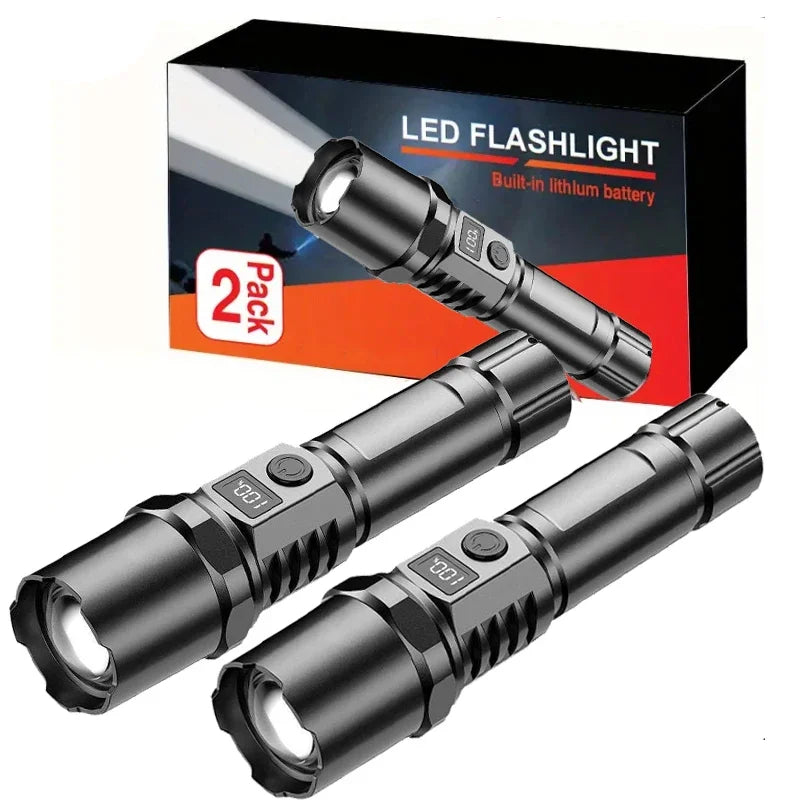 High Power Flashlight Type C Rechargeable Led Flashlight Powerful Torch Light for Camping Hiking Flash Light