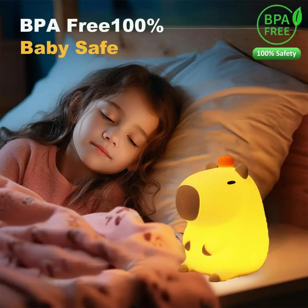 Capybara Little Night Light USB Rechargeable Animal Lamps Silicone Night Light with Timing Function Children's Christmas Gifts