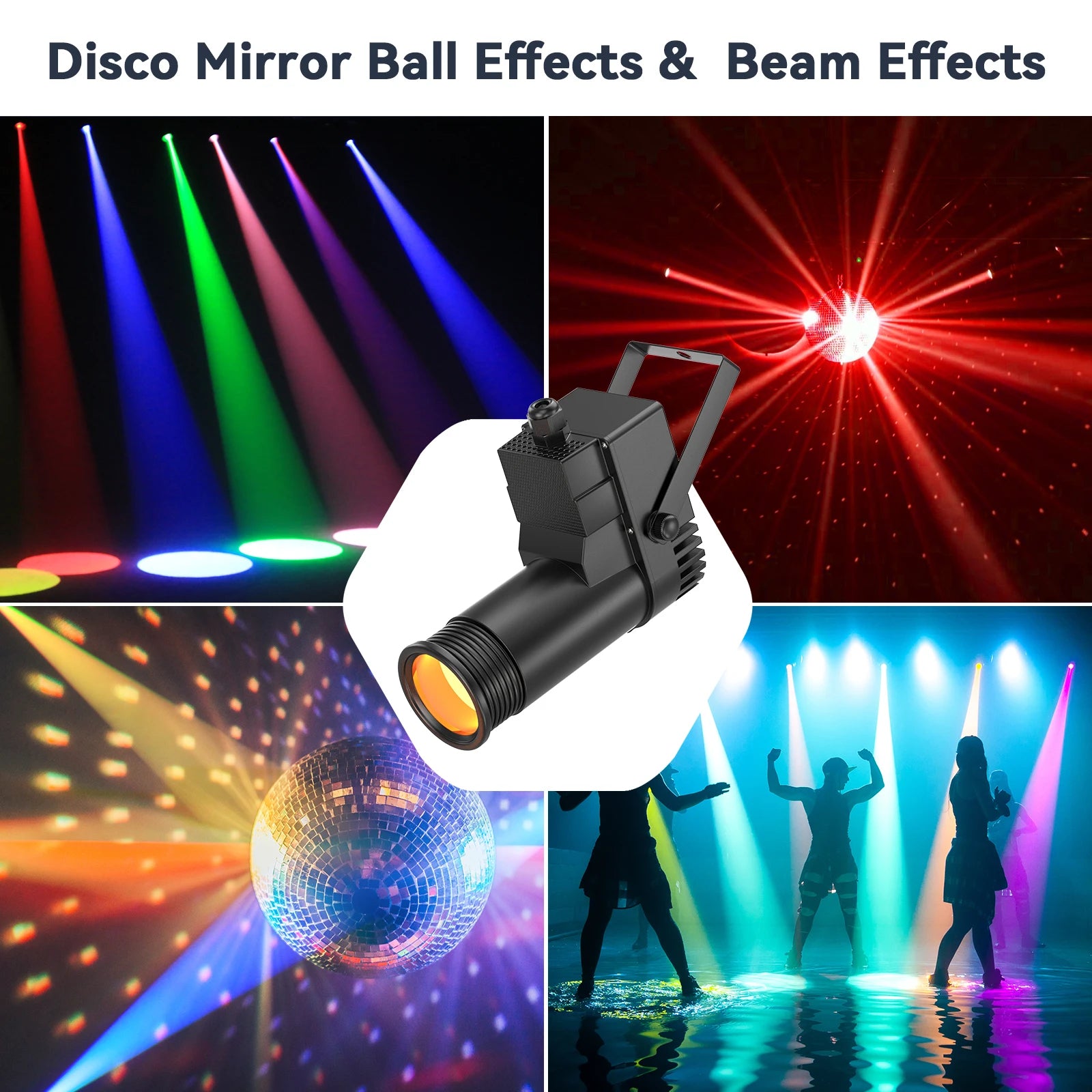 Datewink 2/4Pcs 30W RGBW LED Beam Pinspot Light Spot Lights DJ Disco Mirror Ball Stage Lighting Effect DMX For Party Wedding Bar