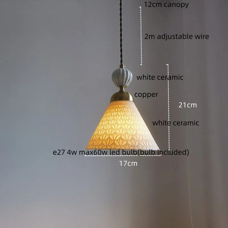 IWHD Home Decor LED Pendant Light Fixtures Bedroom Hallway Living Room Nordic Modern Leaf Ceramic Copper Socket Hang Lamp Lampen
