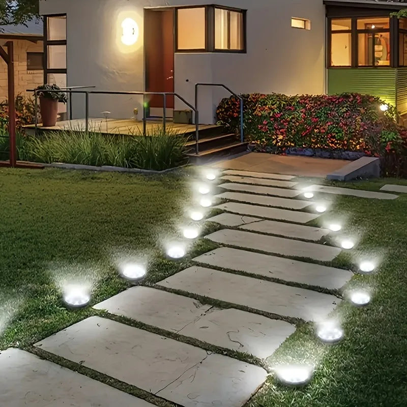 8PCS Mini Solar Led Ground Lights Outdoor Stainless Steel Rotating Solar Path Lights Solar Ground Landscape Lighting