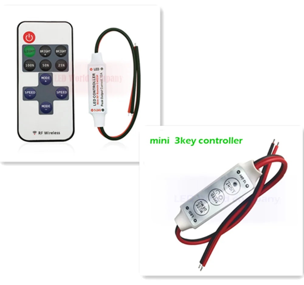 LED Strip Controller Mini Dimmer RF Remote DC 5V 12V 24V Controller For LED 5050 2835 Strip Single Color