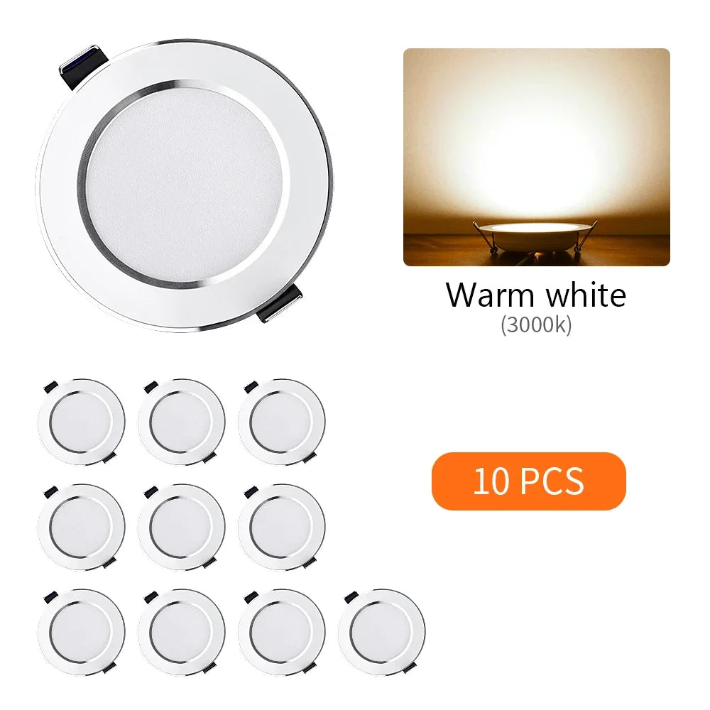 10pcs/Lot LED Downlight 5W 9W 12W 15W Recessed Ceiling Lamp Round LED Panel Down Lights Spotlight For Living Room Lighting