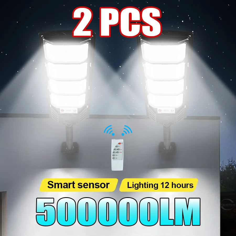1/2PCS 500000LM 800W/500W Floodlight Bright Solar Led Light Outdoor Powerful Outdoor Motion Sensor Solar Lamp Garden Street Lamp