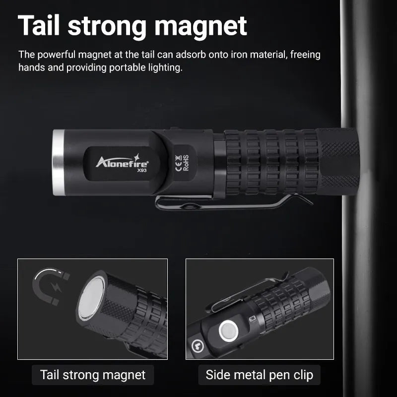 Magnetic P8 Led Flashlight 90° Twist Swivel Head Super Bright Camping Lamp Outdoors Working Hiking Emergency EDC Tactical Torch