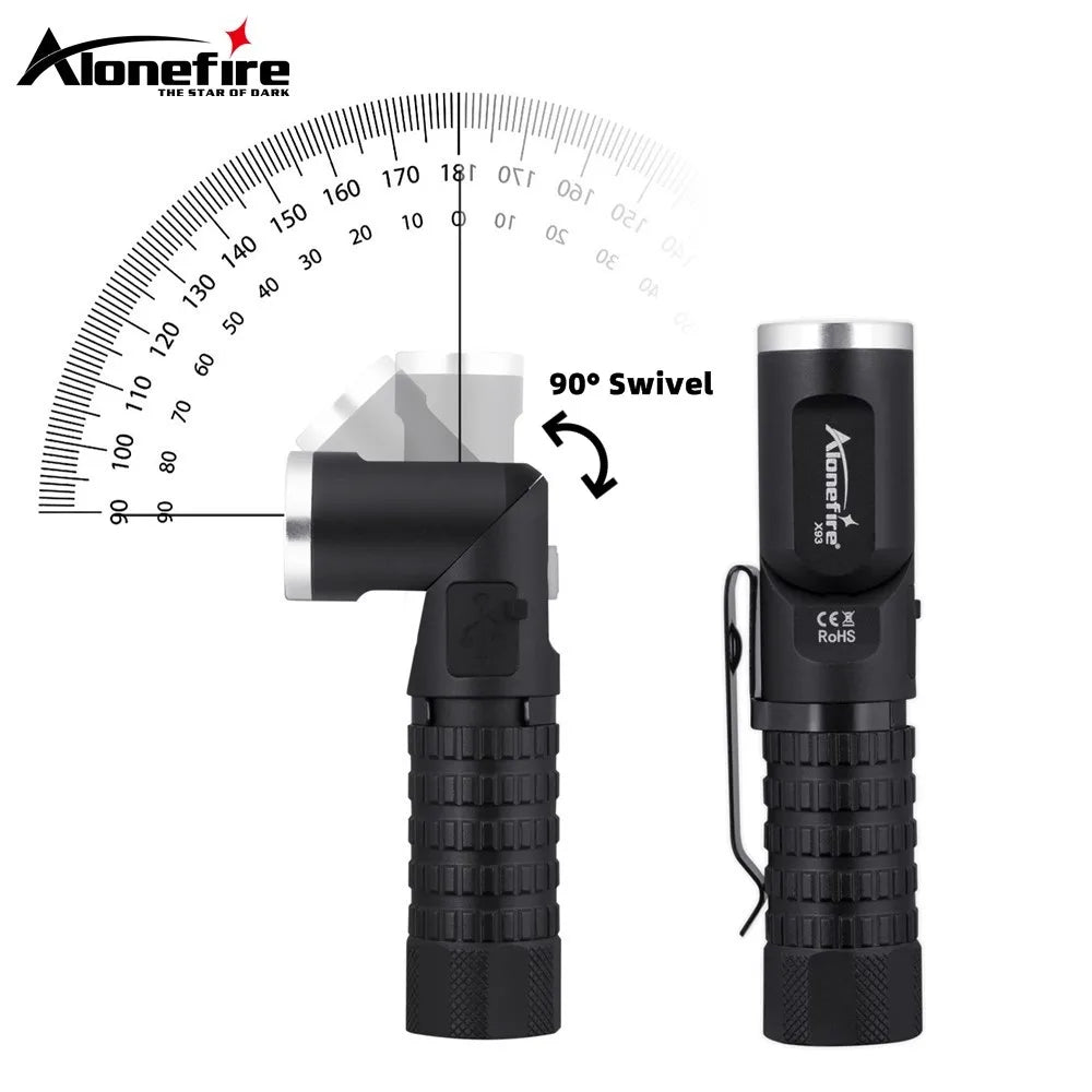 Magnetic P8 Led Flashlight 90° Twist Swivel Head Super Bright Camping Lamp Outdoors Working Hiking Emergency EDC Tactical Torch