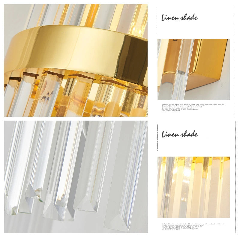 Crystal Wall Lamp Luxurious Gold Silver Wall Lamps For Living Room Bedroom Decor Luminaire Bedside Wall Light Bathroom Fixtures