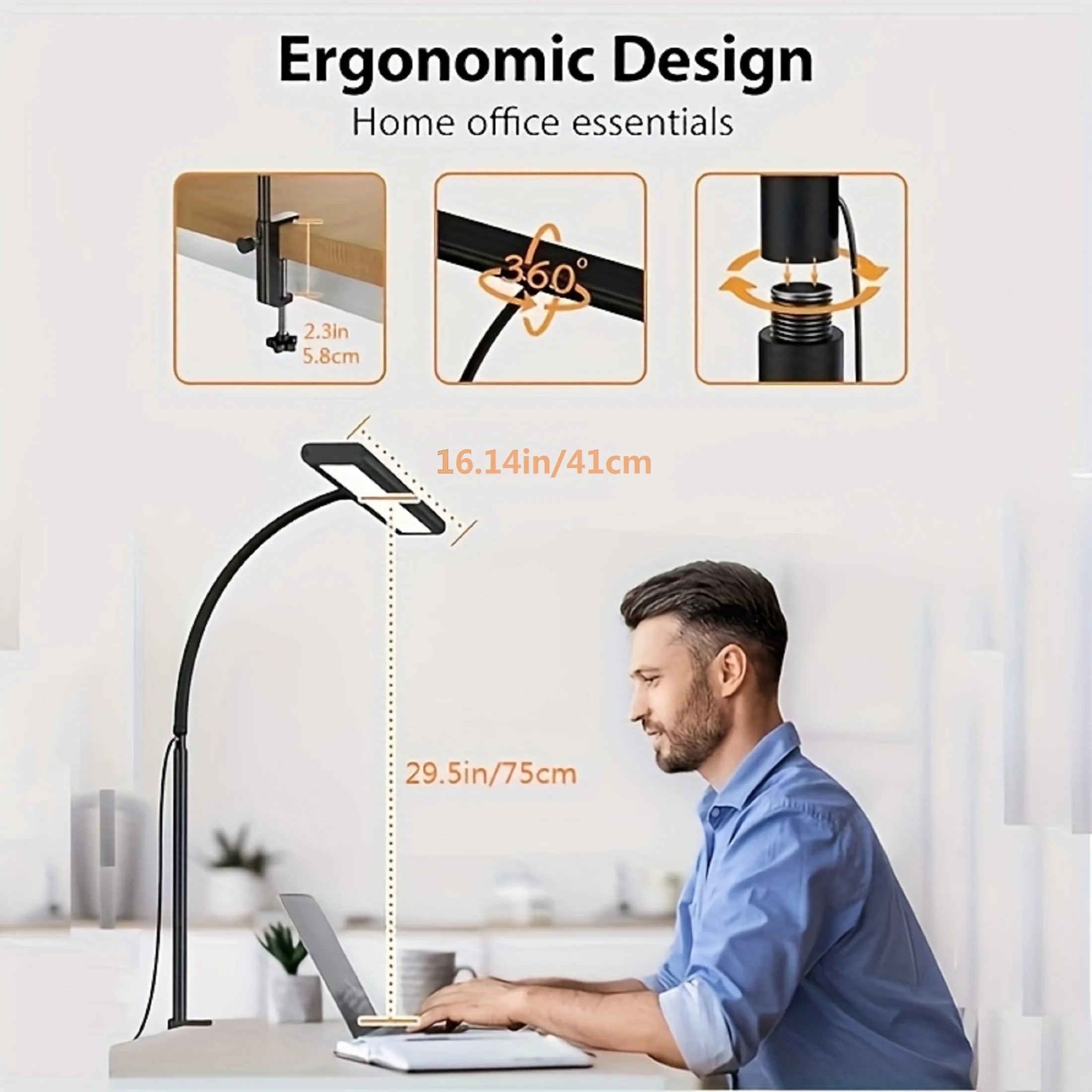 LED Desk Lamp with Sturdy Clamp 88 LEDs Eye-Caring Light, Stepless Dimming Adjustable Flexible Gooseneck USB Powered Task Light for Office Home Study Reading Gaming Workbench