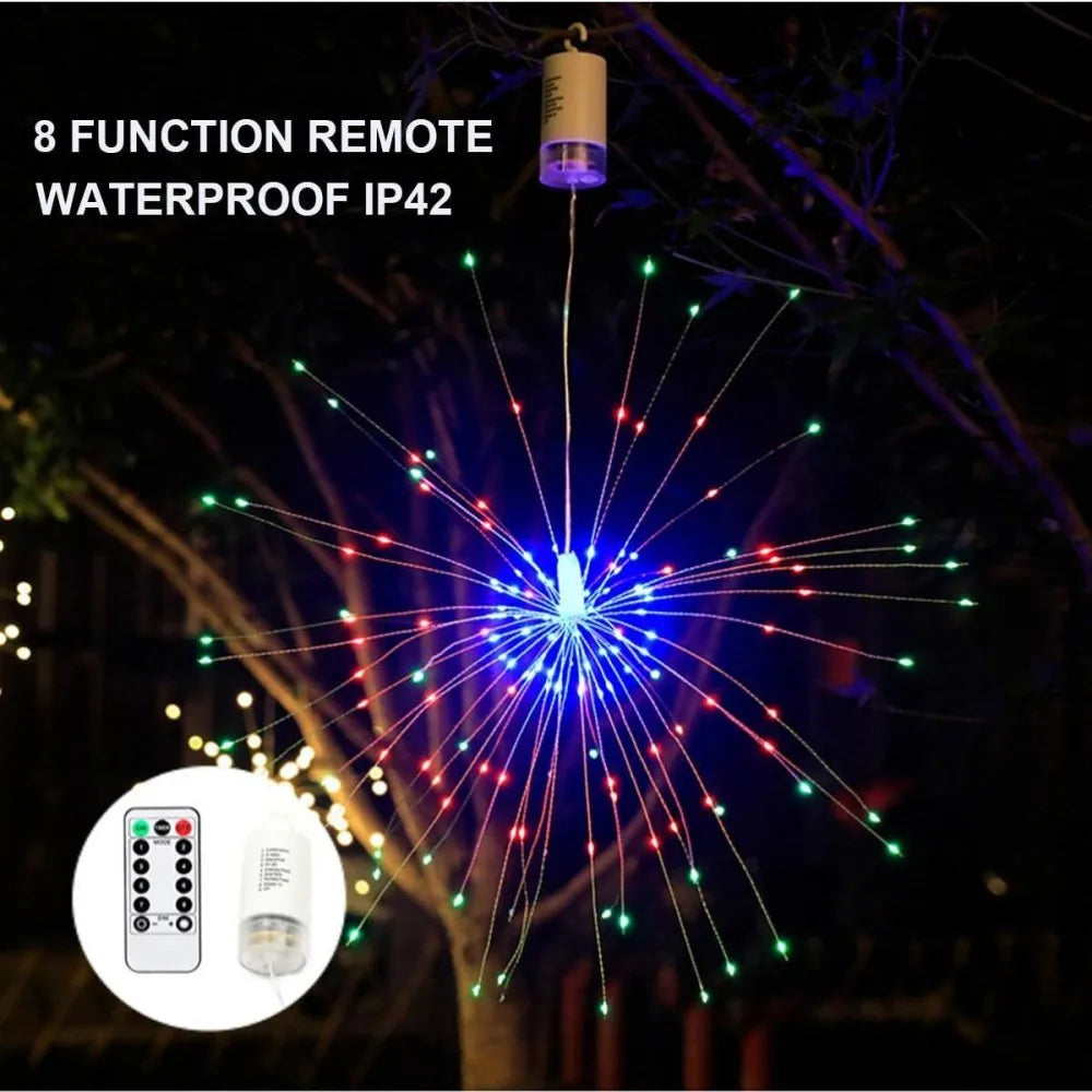 1PC LED Copper Wire Firework Lights,Battery Powered 8 Modes Fairy Light for Home,Party,Wedding,outdoor,Garden