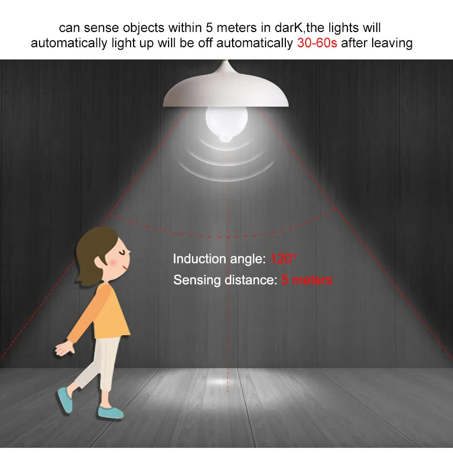 Motion Sensor LED Bulb E27 LED Lamp B22 PIR Sensor Light Bulbs Auto ON/OFF Night Light For Porch Stairs Garage Security Lights