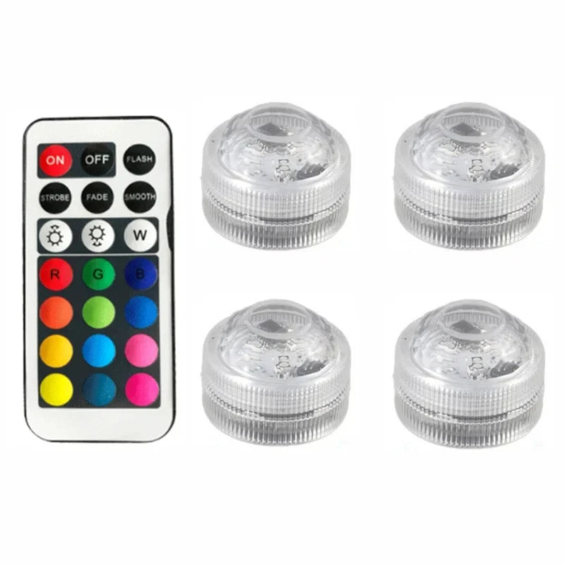 RGB Submersible Lights Remote Control Underwater Led Light Battery Operated Night Lamp For Halloween Vase Wedding Party Decor