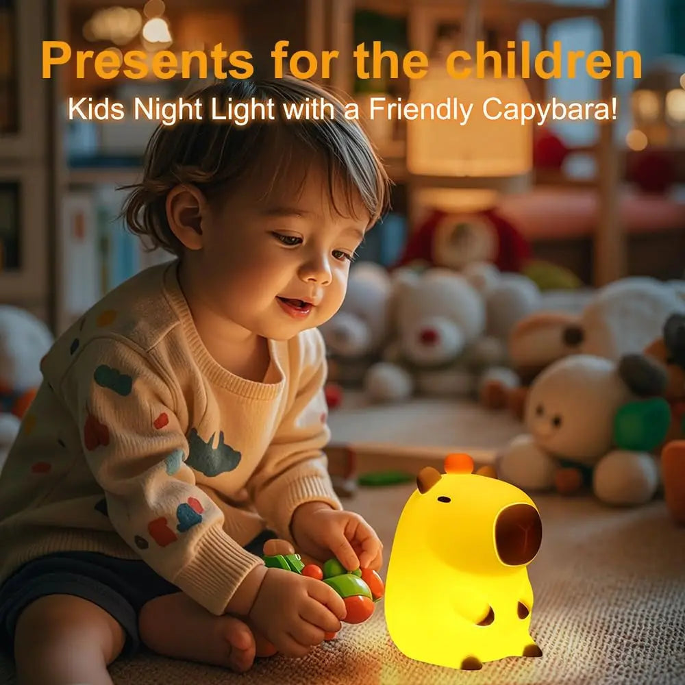 Capybara Little Night Light USB Rechargeable Animal Lamps Silicone Night Light with Timing Function Children's Christmas Gifts
