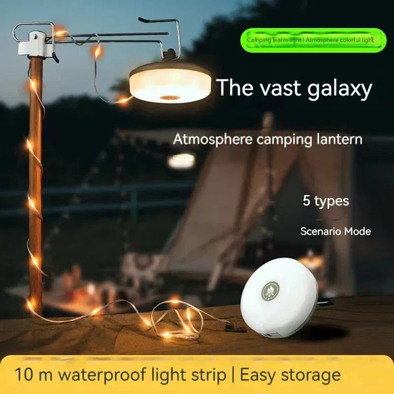 Camping String Light, Rechargeable Portable Outdoor Lights For Yard, Hiking, Decoration, Christmas(10M)