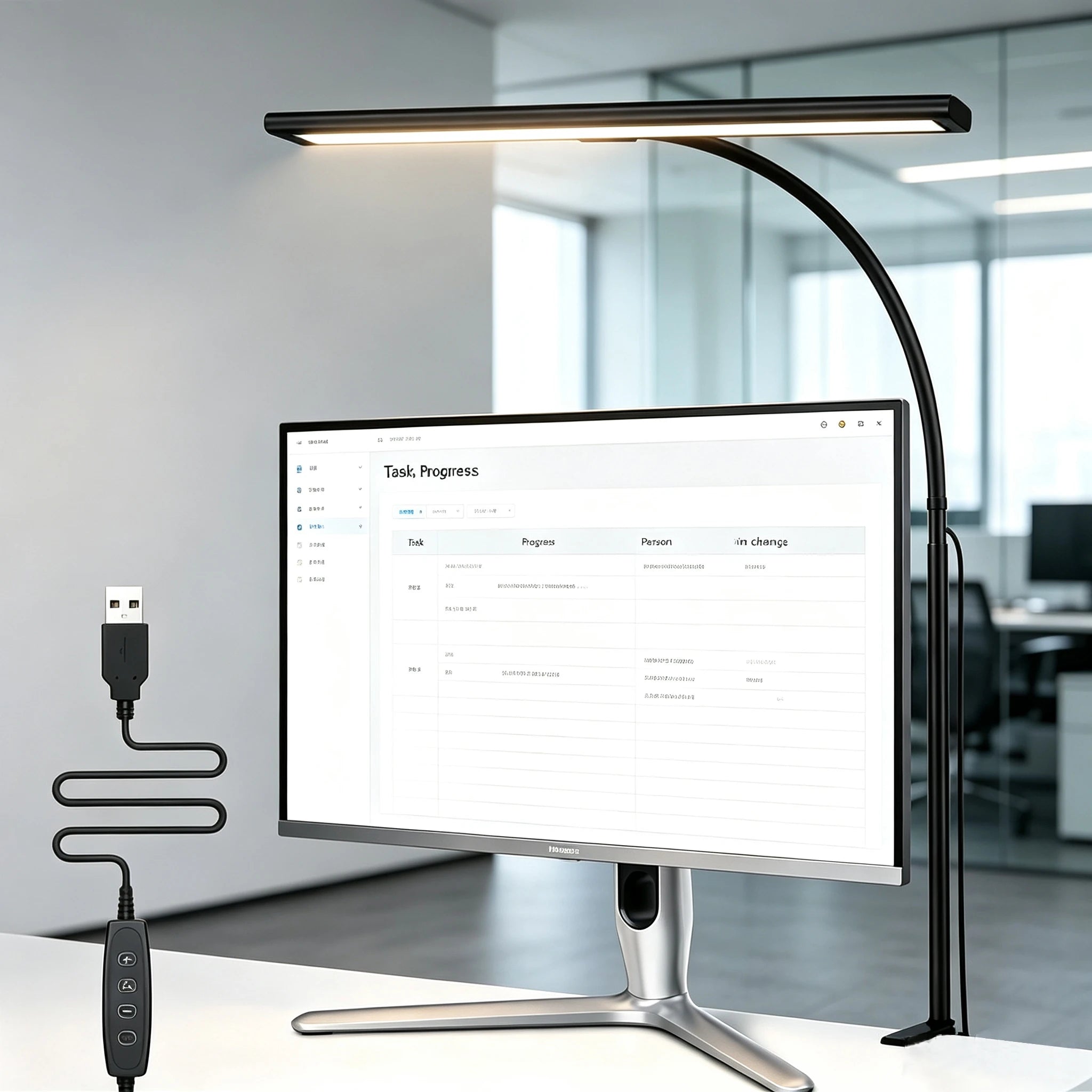 LED Desk Lamp with Sturdy Clamp 88 LEDs Eye-Caring Light, Stepless Dimming Adjustable Flexible Gooseneck USB Powered Task Light for Office Home Study Reading Gaming Workbench