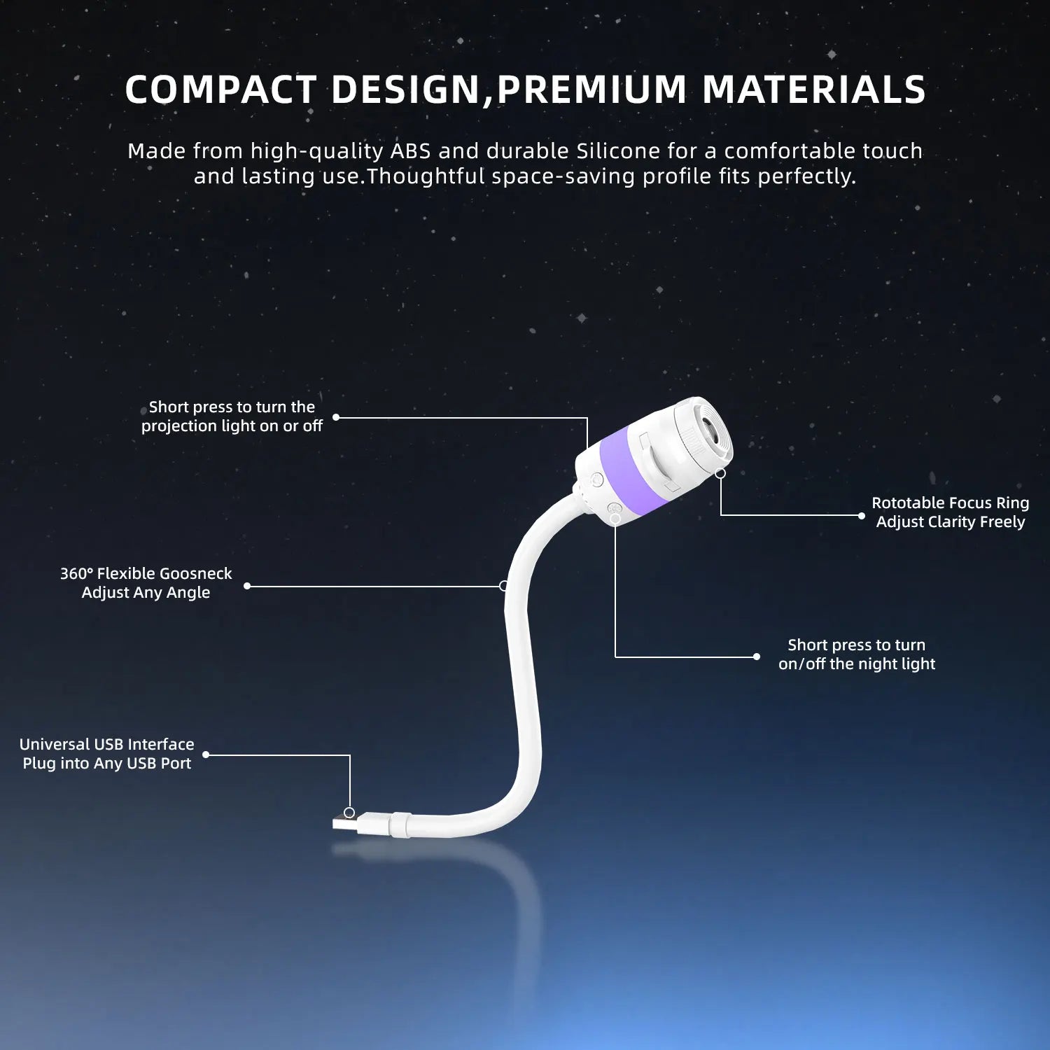 2-in-1 Mini Galaxy Star Projector Night Light Starry Sky Projection Lamp Bedroom Sleep Ambient Lighting Home Decor Kids Gift