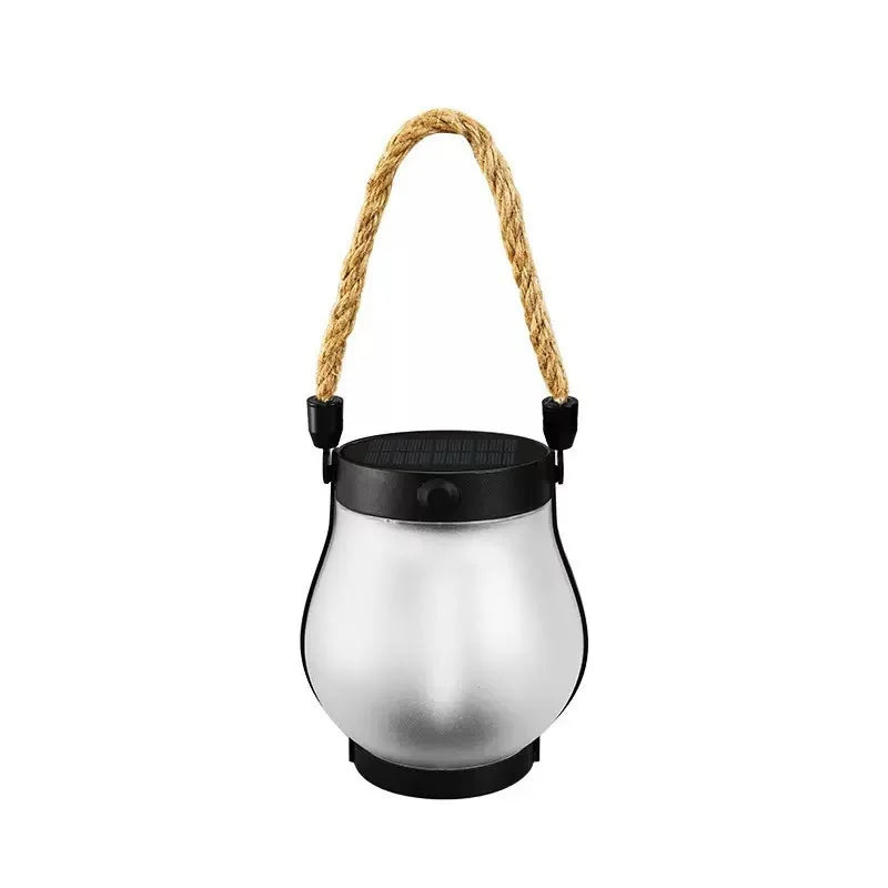Solar Flame Hanging Lantern Type-C Fast Charging Waterproof 3D Flickering Flame Lamp for Garden Patio Camping Decor