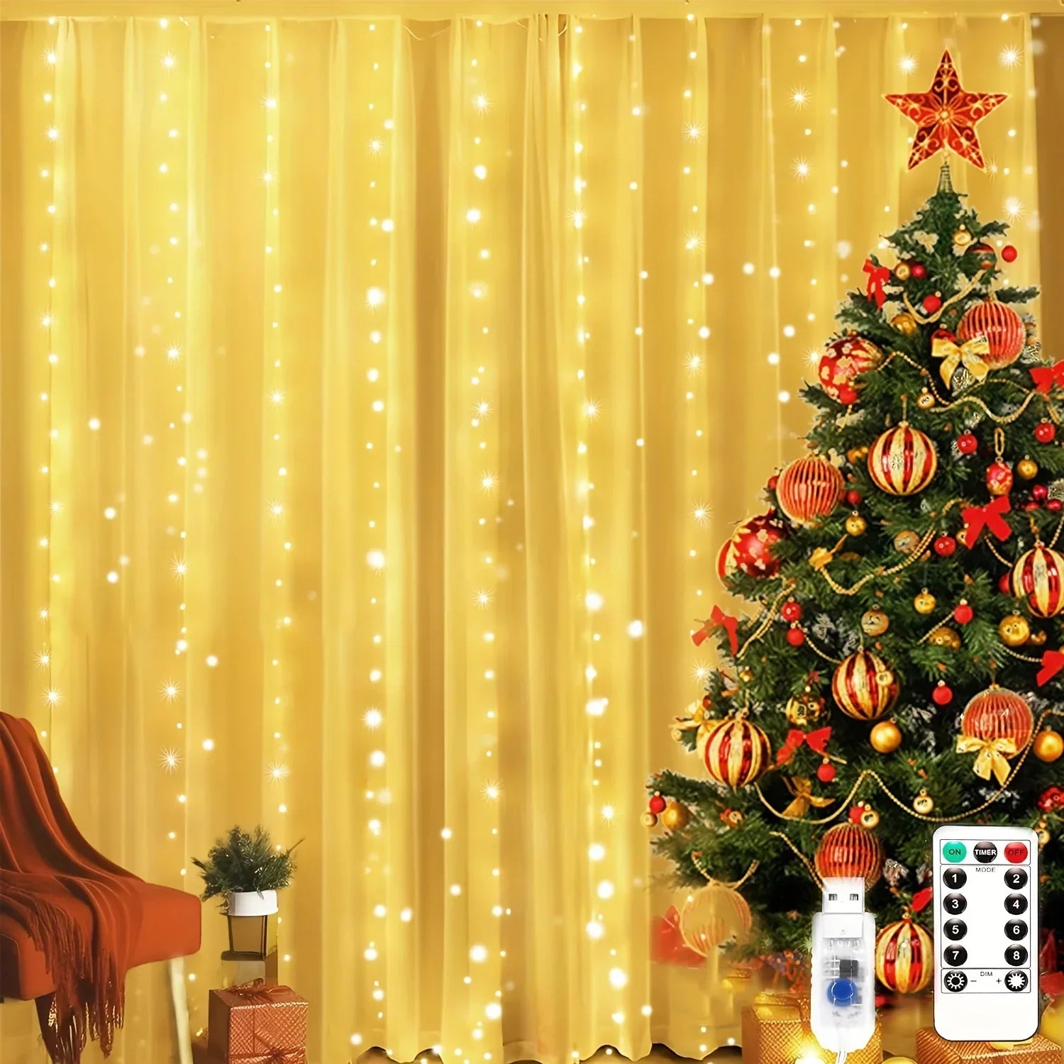 Remote Control USB Fairy Lights 3 4 6 Meters LED Curtain String Lights for Christmas Home Bedroom Decoration Festive Party
