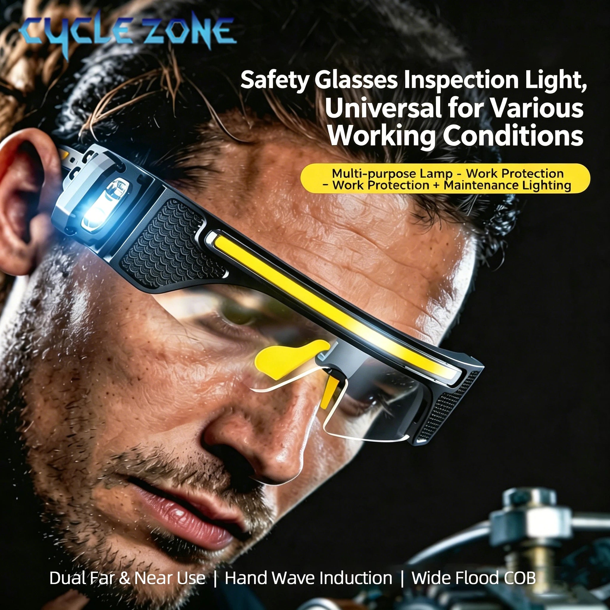 Multi Function 2 in 1 Glasses Goggle Light TYPE-C Rechargeable Headlamp Wave Sensor Head Flashlight Work Repair Emergency Lamp