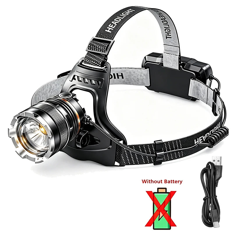 XHP90.2 Super Powerful Headlamp Rechargeable Head Flashlight High Power Head Lamp 1000Meters Headlight 2*18650 Fishing Lantern