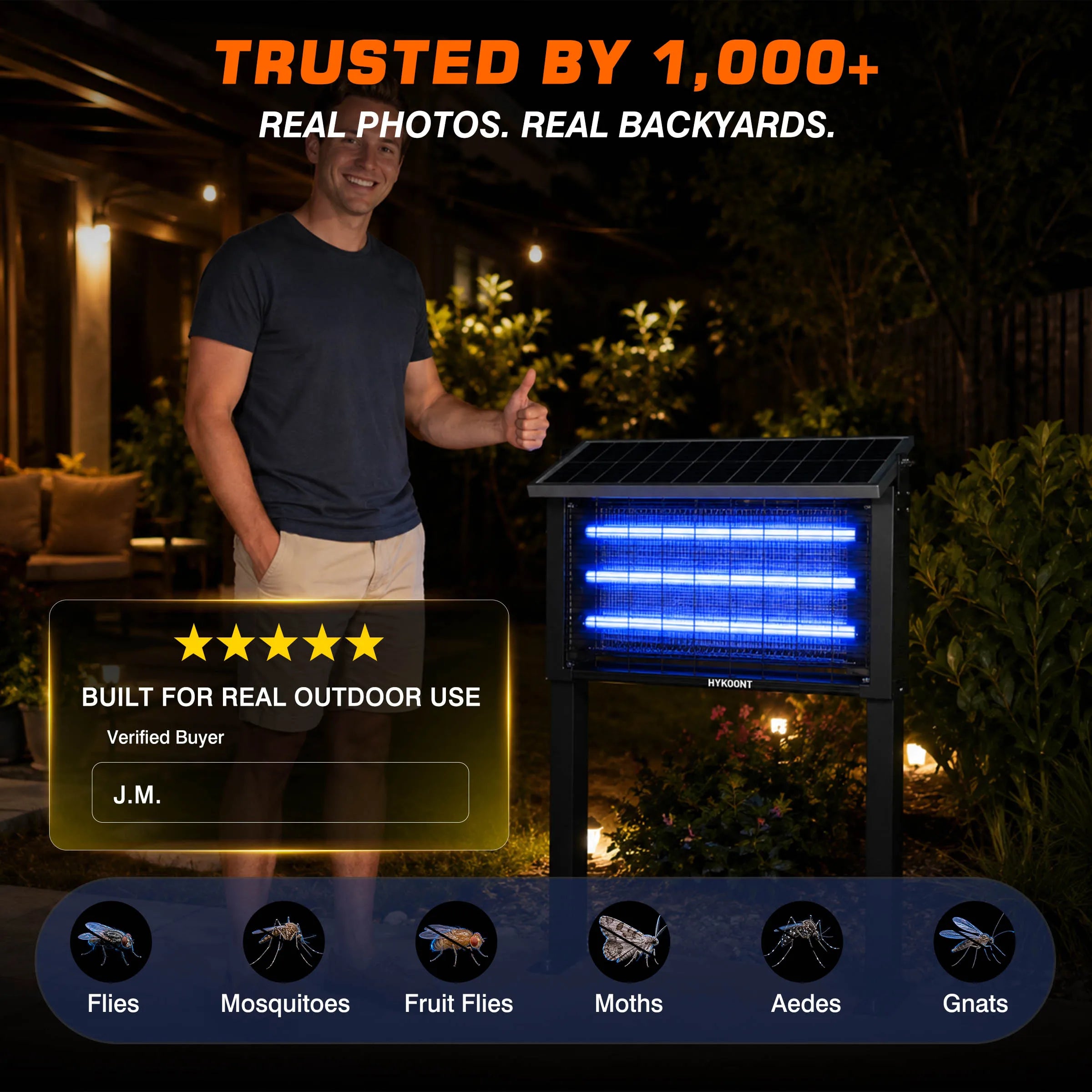 Solar Bug Zapper Light Outdoor, 18W/30W Solar Mosquito Killer Lamp, 3500V Electric Insect Trap, Dusk to Dawn Bug Zapper for Mosquitoes, Flies & Gnats