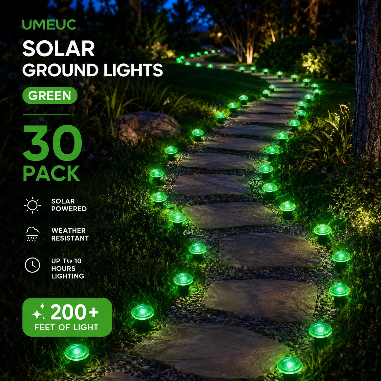 30 Pack Solar Ground Lights Outdoor, Blue LED Pathway Lights with 8 Lighting Modes, IP65 Waterproof Solar Garden Lights for Yard Lawn Walkway Patio Halloween Decorations