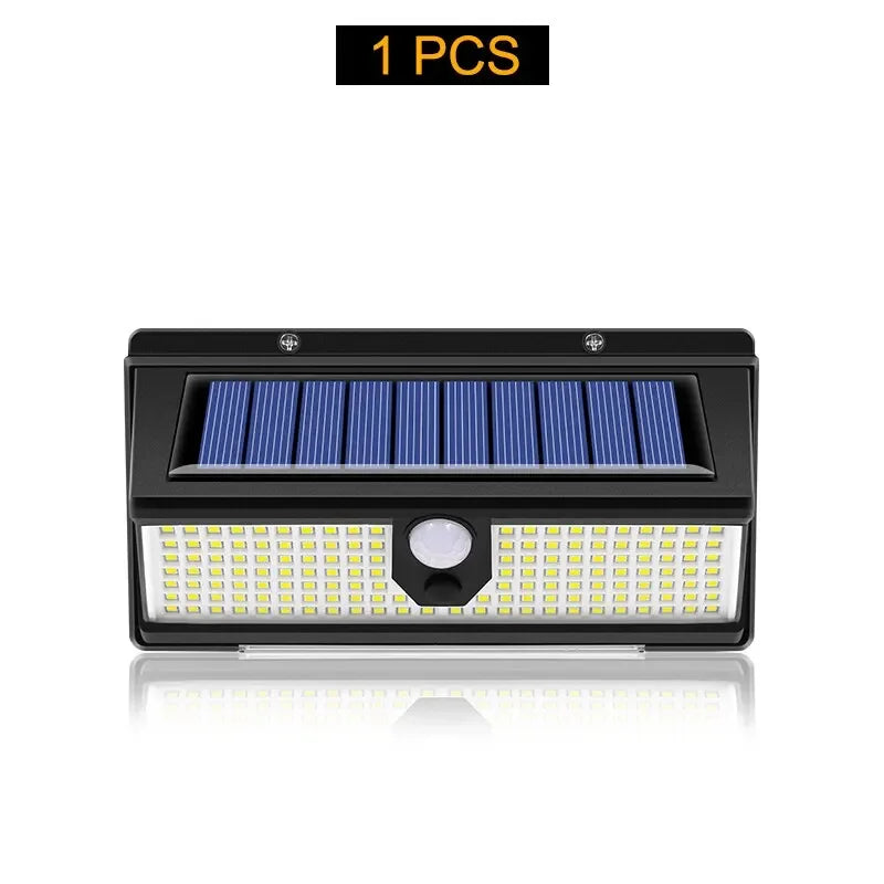 HOMEFISH 190-LED Solar Motion Sensor Wall Light Outdoor IP65 Waterproof 4-Mode Solar Garden Decoration Lamp for Yard Door Patio