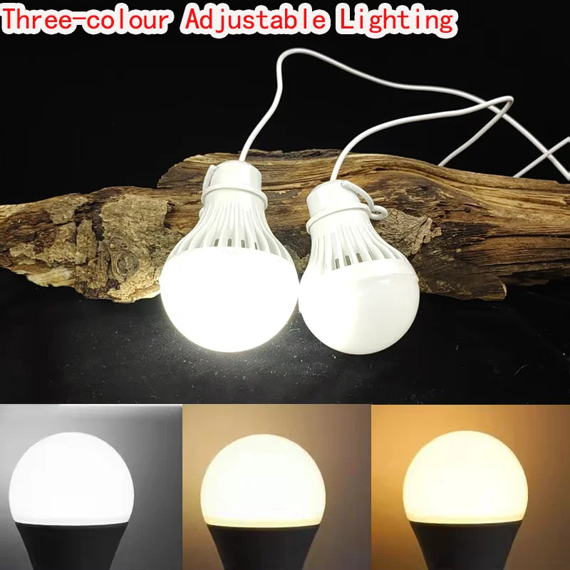 5V Led Camp Light Usb Emergency Bulb 3 Color Dimmable Hanging Tent Lamp for Work BBQ Fishing Repair Out Door Camping Equipment