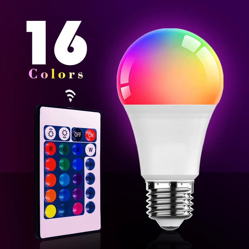 LED RGB Light Bulb AC 220V 230V E27 Lampas LED 7W IR Remote Control Changeable Colorful RGBW Led Lamp Spotlight Bulb