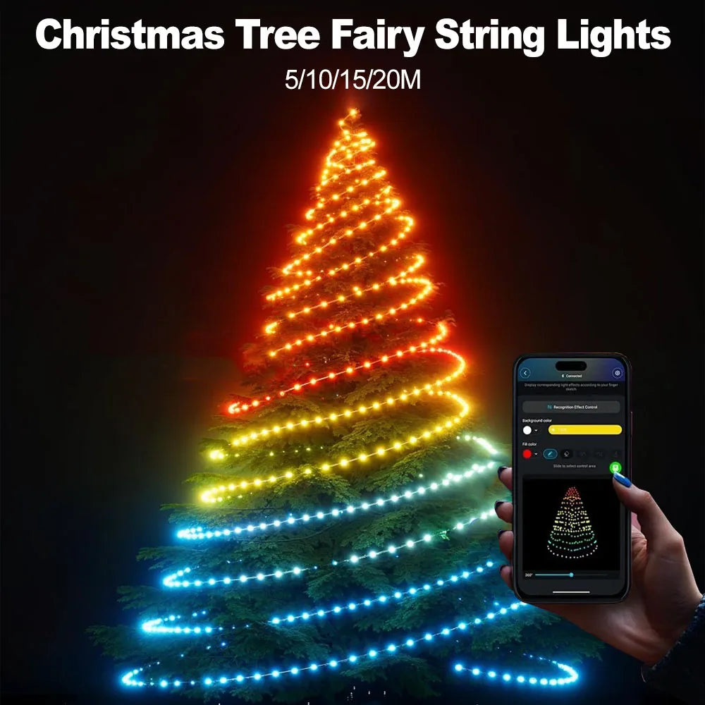 RGBIC Fairy String Lights W/APP Control Music Sync 12 Modes IP65 Waterproof USB Powered for Birthday Party Garland Home Decor