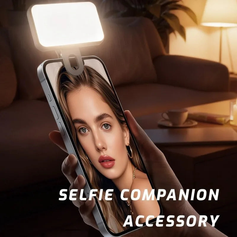Portable Mini Selfie Fill Light Rechargeable 3 Modes Adjustable Brightness Clip On For Phone Laptop Tablet Meeting Make Up