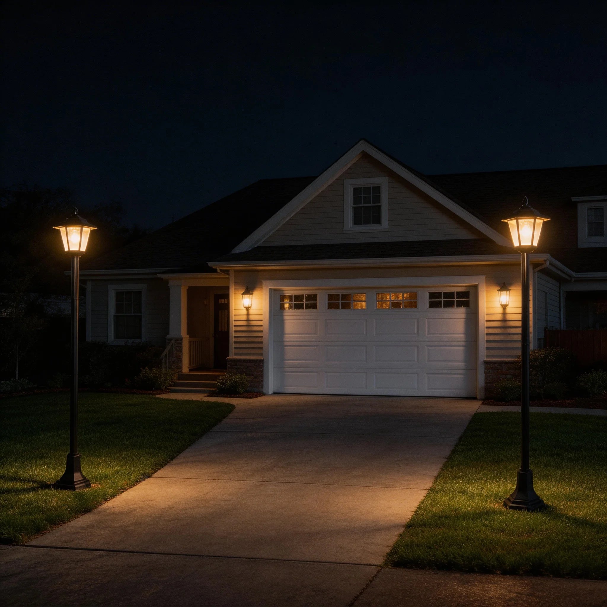 2 Pack Solar Post Lights Outdoor Waterproof, 5 Adjustable Heights Solar Lamp Post Lights, Dusk to Dawn LED Landscape Lighting for Garden Yard Driveway Pathway